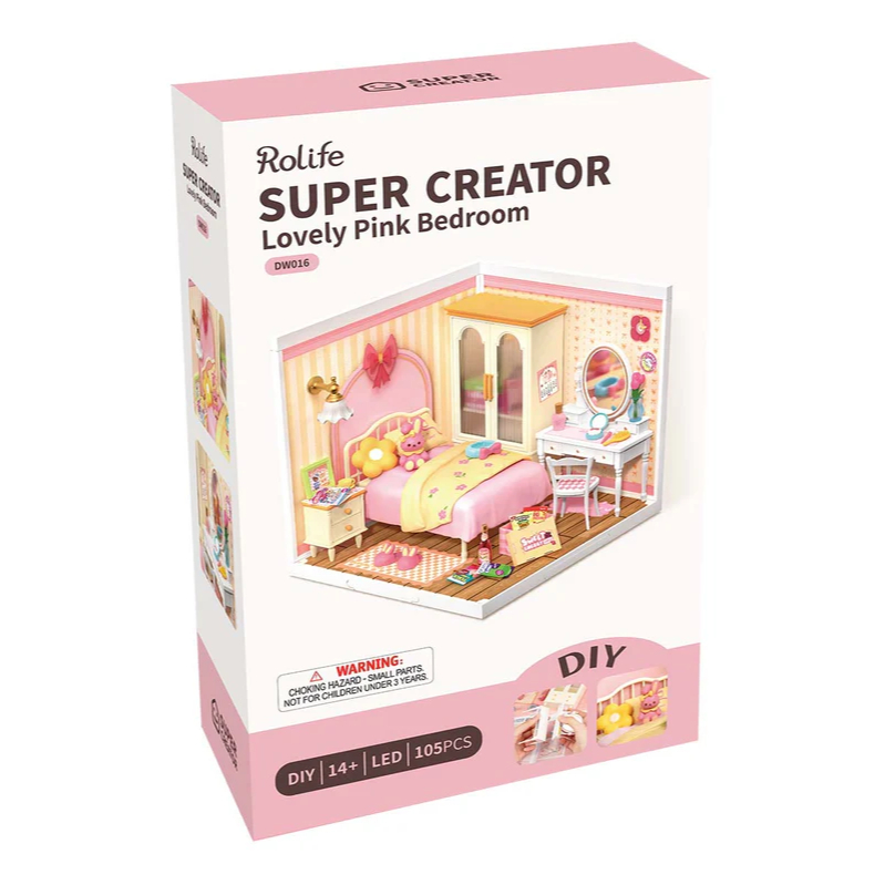 Robotime DIY ชุดตัวต่อไม้ RBT Lovely Pink Bedroom ห้องนอน