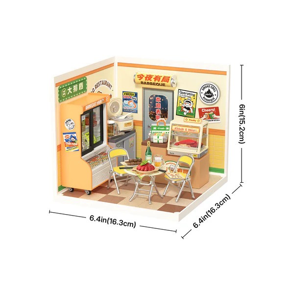 Robotime DIY ชุดตัวต่อไม้ บ้านตุ๊กตา RBT Night out Food Stall DW022 - Image 2