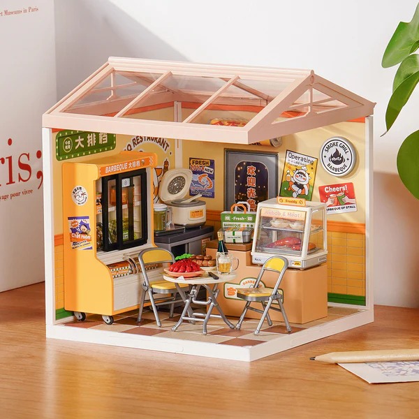 Robotime DIY ชุดตัวต่อไม้ บ้านตุ๊กตา RBT Night out Food Stall DW022 - Image 3