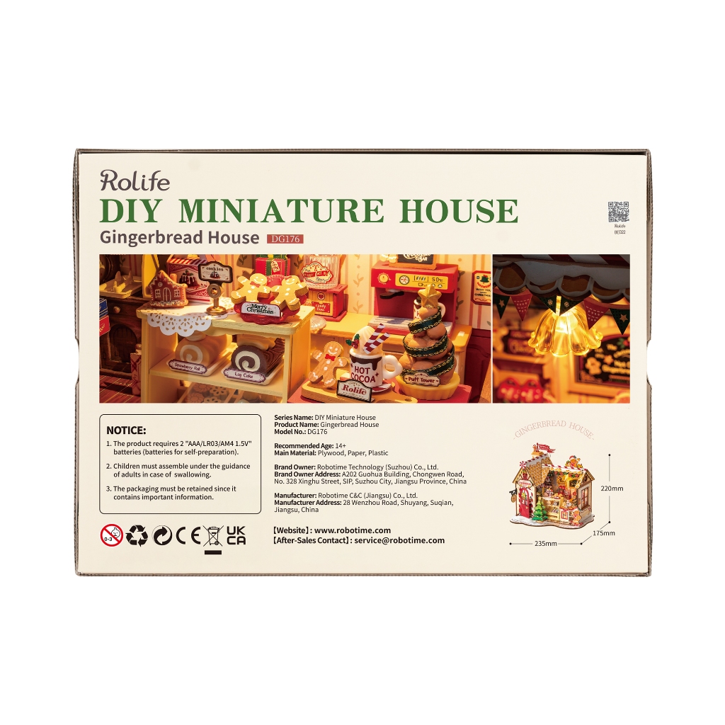 Robotime DIY ชุดโมเดลตัวต่อไม้ RBT Gingerbread House DG176 - Image 2